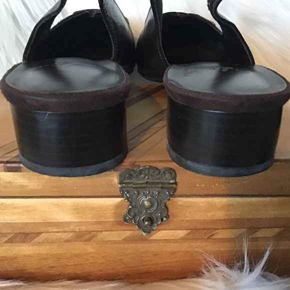 Life Stride Lucent brown square toe leather slingback flats gold detail 8.5 - Picture 4 of 8